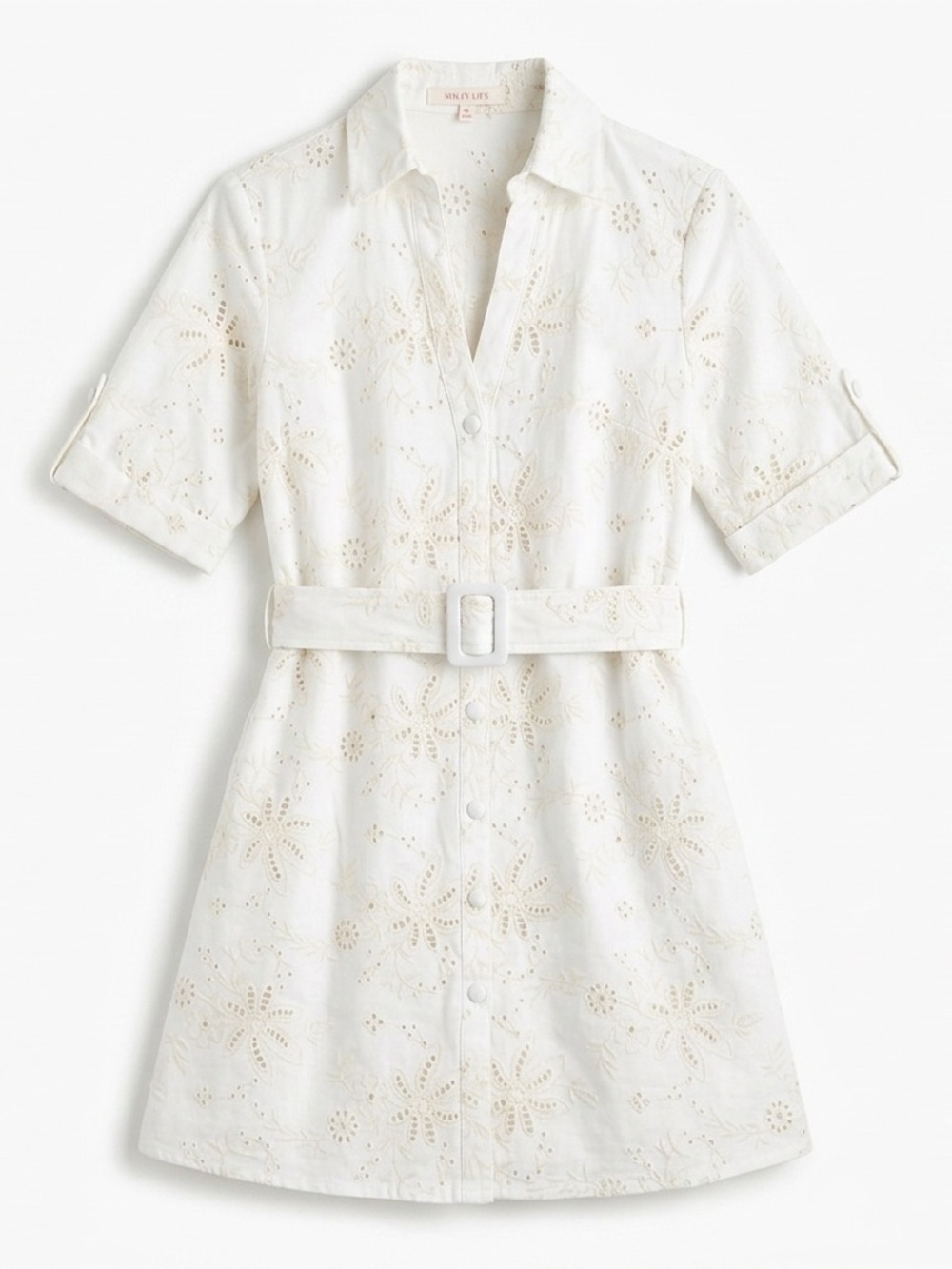 White & Cream Eyelet Dress / Size XS